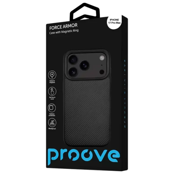Husă pentru smartphone Apple iPhone 17 Pro Max Proove / MagSafe Back / TPU / Carbon Black photo 3