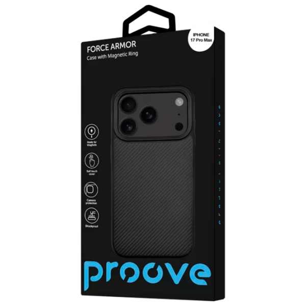 Husă pentru smartphone Apple iPhone 17 Pro Max Proove / MagSafe Back / TPU / Carbon Black photo 3