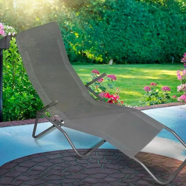 Șezlong Jumi OM-719293 Metal / Textil / Gray Gray photo 4