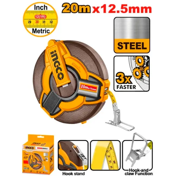 Ruletă INGCO HSMT0820 20 m / Yellow photo 1