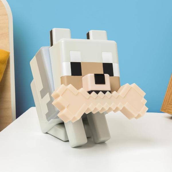 Lampă LED Paladone Minecraft Wolf GloBuddies White photo 3