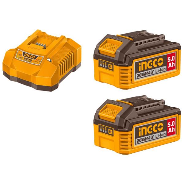 Комплект из аккумулятора и зарядного устройства INGCO FBCPK2513 Li-Ion / 5 Ач / 20 В photo 1