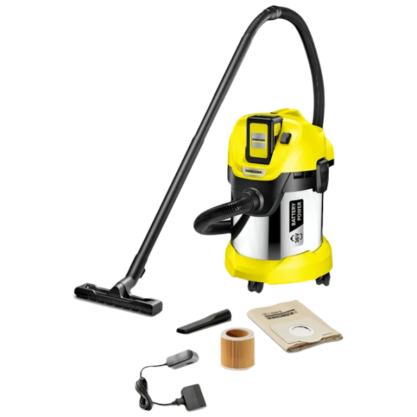 Промышленный пылесос KARCHER WD 3 Battery Premium Set 300 Вт / Желтый photo 1