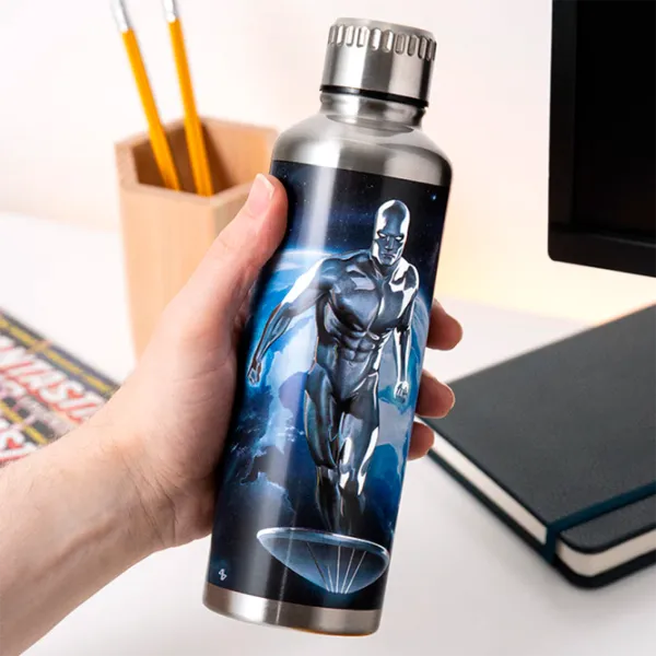 Sticlă pentru apă Paladone Fantastic Four Silver Surfer Metal Water Bottle Silver photo 3