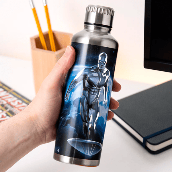 Sticlă pentru apă Paladone Fantastic Four Silver Surfer Metal Water Bottle Silver photo 3