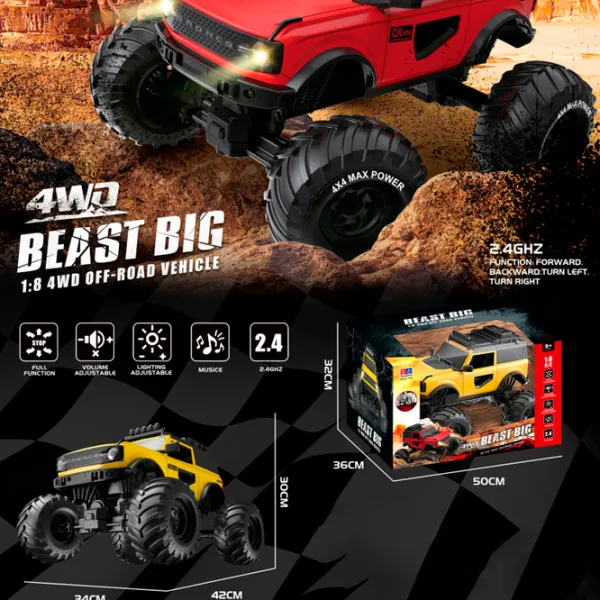Машинка QIANKUN Off-Road Climping Beast Big 11208  / 2.4 ГГц / Черный Красный photo 3