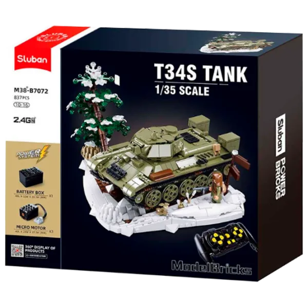 Constructor cu telecomandă Sluban T34S Tank Armată/ Khaki photo 1