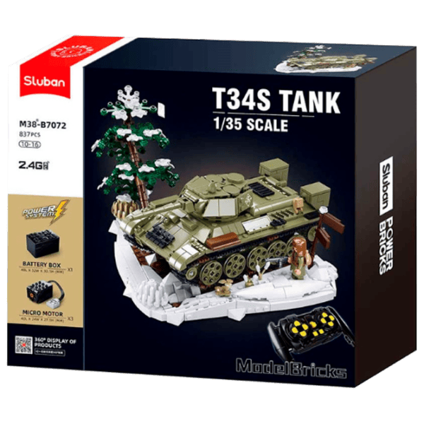Constructor cu telecomandă Sluban T34S Tank Armată/ Khaki photo 1
