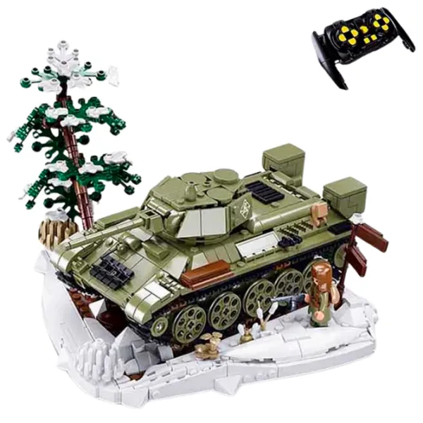 Constructor cu telecomandă Sluban T34S Tank Armată/ Khaki photo 3