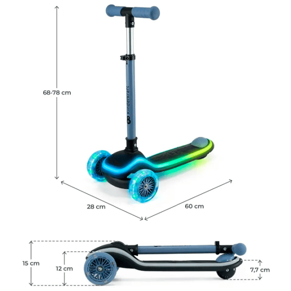 Trotinetă pentru copii cu trei roți KinderKraft Raket (KRRAKE00BLU0000) 50 kg/ Blue photo 4