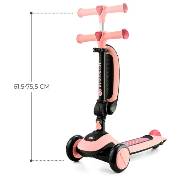 Детский трёхколёсный самокат KinderKraft Halley (KRHALL00PNK0000) 20 кг/ Розовый photo 3