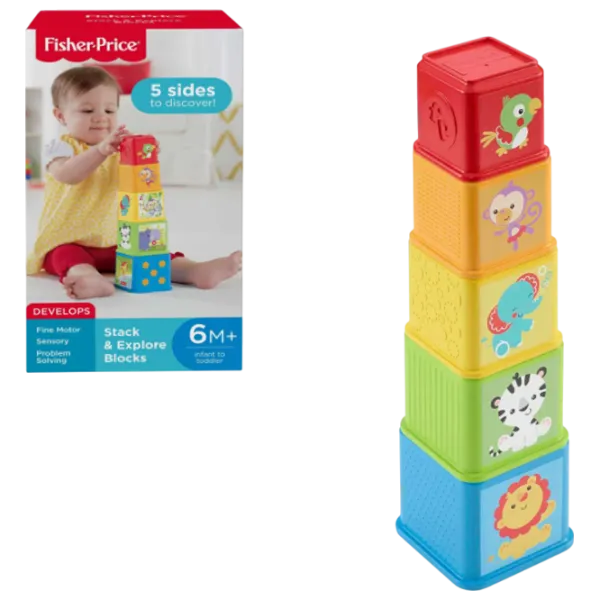 Развивающий набор Fisher Price Pyramid Animal Cubes CDC52  1+ / Разноцветный photo 4