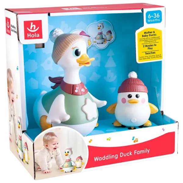 Jucărie interactivă Hola Toys Waddling Duck Family HE998701 1+ / Beige photo 3