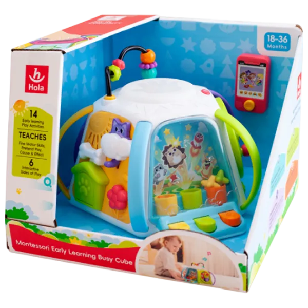 Joc educativ Hola Toys Early Learning Activity Cube HE8971 1+ / Blue photo 8