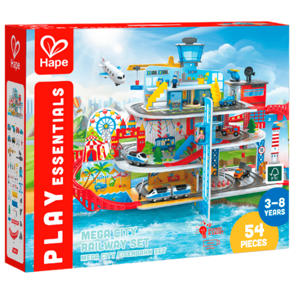 Игровой набор Hape Play Essentials Железнодорожный комплекс Мега-Сити E3768 3+ / Разноцветный Красный photo 1