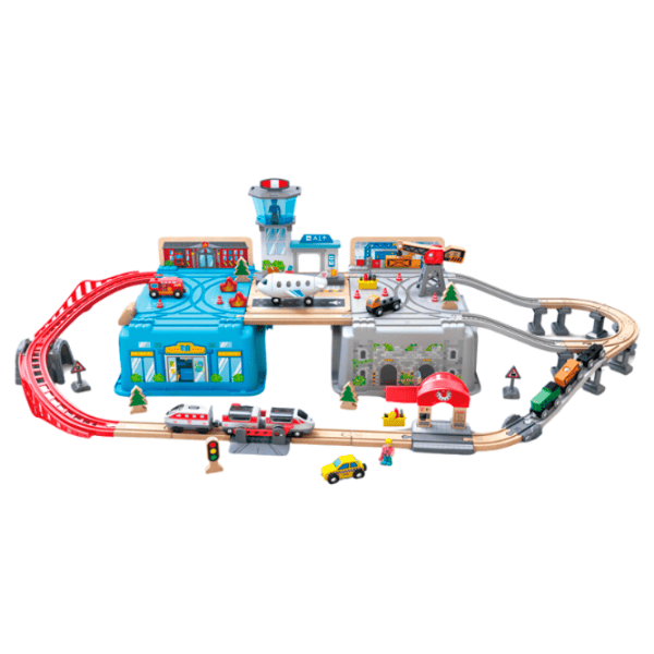 Set jucării Hape Play Essentials Transport Urban în Lădiță E3773 3+ / Multicolor Blue photo 2