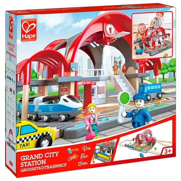 Set jucării Hape Play Essentials Grand City Station E3725 3+ / Multicolor Blue photo 1