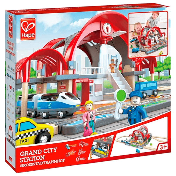 Set jucării Hape Play Essentials Grand City Station E3725 3+ / Multicolor Blue photo 1