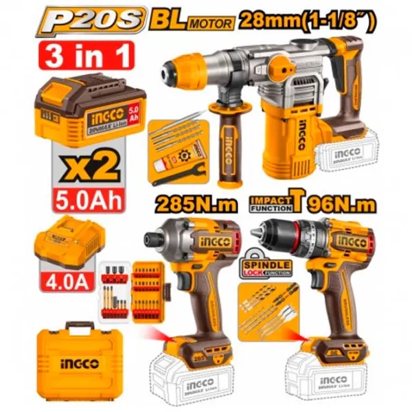 Набoр инструментов INGCO COSLI250693 20 В / 3 photo 1