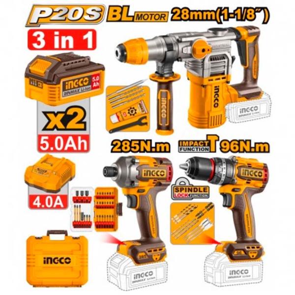 Набoр инструментов INGCO COSLI250693 20 В / 3 photo 1
