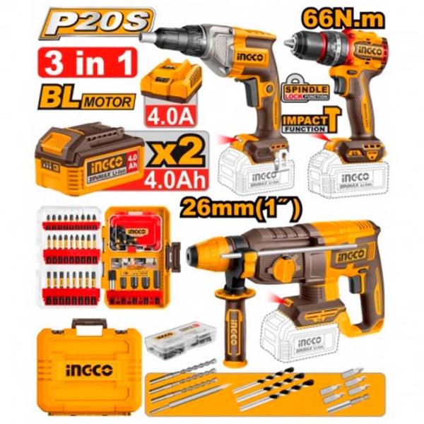 Set de instrumente INGCO COSLI250591 20 V / 3 photo 1