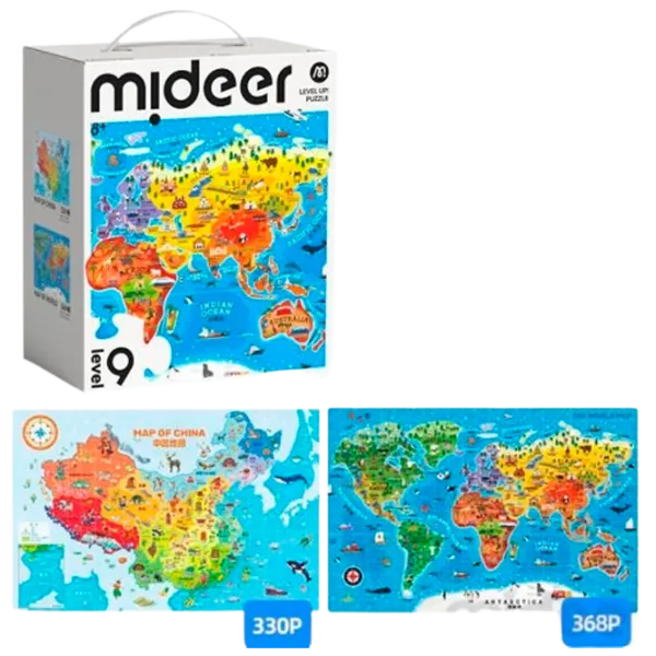 Puzzle Mideer Harta Chinei și Harta Lumii 8+/ Numărul de piese: 698 photo 1