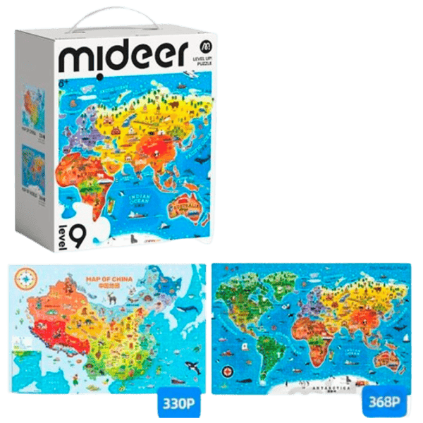 Puzzle Mideer Harta Chinei și Harta Lumii 8+/ Numărul de piese: 698 photo 1