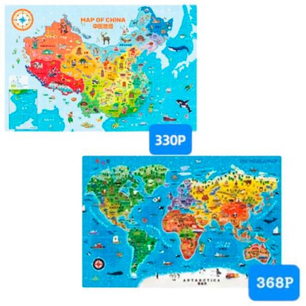 Puzzle Mideer Harta Chinei și Harta Lumii 8+/ Numărul de piese: 698 photo 2