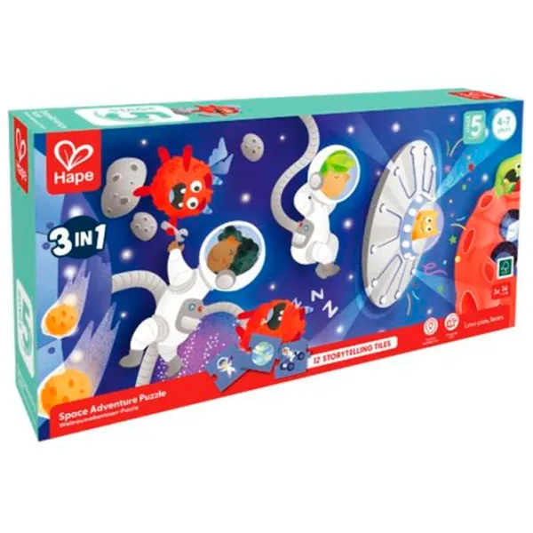 Puzzle Hape Aventura în Spațiu 4+/ Numărul de piese: 104 photo 2