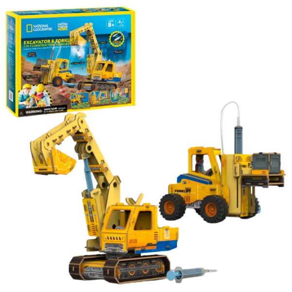 Puzzle 3D CubicFun Excavator și Stivuitor 6+/ Numărul de piese:  photo 2