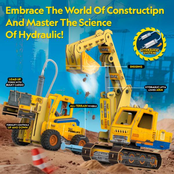 Puzzle 3D CubicFun Excavator și Stivuitor 6+/ Numărul de piese:  photo 4