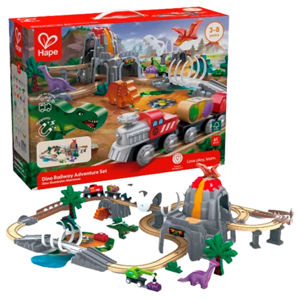 Set de mașini Hape Aventura Căii Ferate cu Dinozauri E3795  / / Multicolor Multicolor photo 1