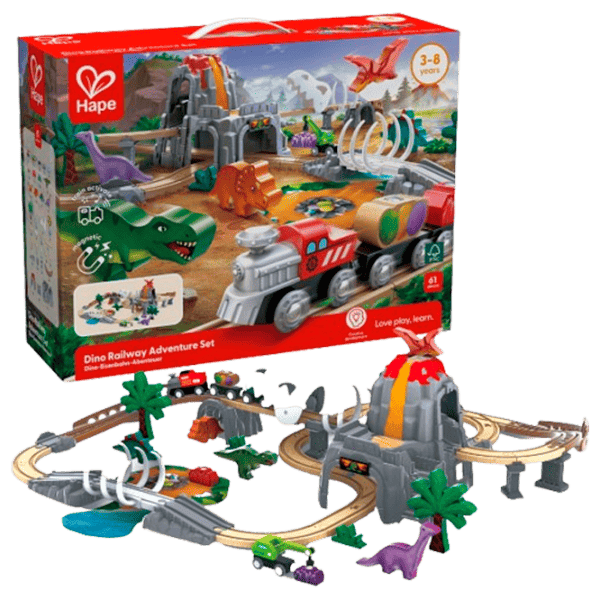 Set de mașini Hape Aventura Căii Ferate cu Dinozauri E3795  / / Multicolor Multicolor photo 1