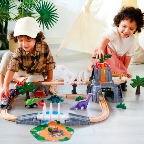 Set de mașini Hape Aventura Căii Ferate cu Dinozauri E3795  / / Multicolor Multicolor photo 5