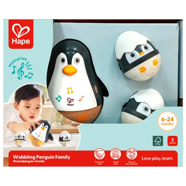 Jucărie muzicală Hape The penguin family E0136 0.6+ / White photo 6