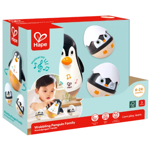 Jucărie muzicală Hape The penguin family E0136 0.6+ / White photo 7
