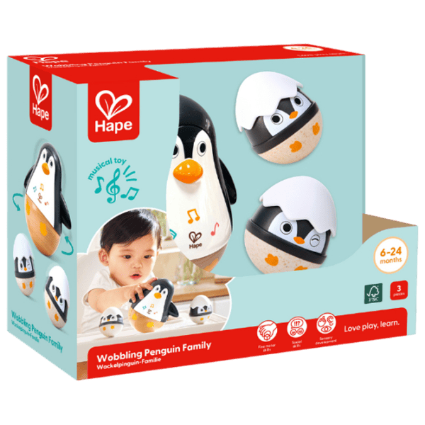 Jucărie muzicală Hape The penguin family E0136 0.6+ / White photo 7