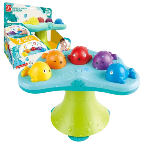Jucărie muzicală Hape Bath Toys Singing Fountain Whale E0218  1.5+ / Blue photo 1