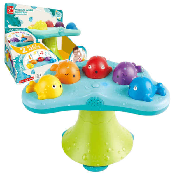 Jucărie muzicală Hape Bath Toys Singing Fountain Whale E0218  1.5+ / Blue photo 1