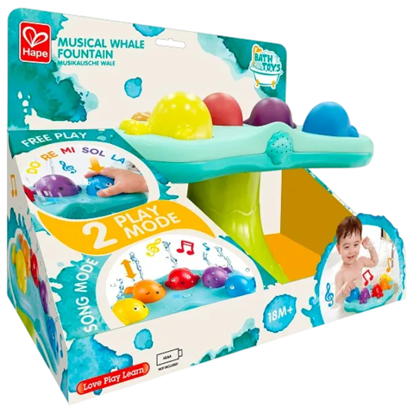 Jucărie muzicală Hape Bath Toys Singing Fountain Whale E0218  1.5+ / Blue photo 4