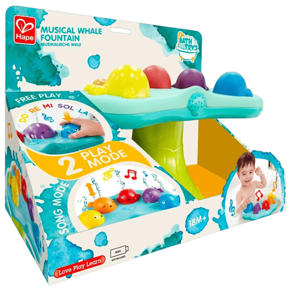 Jucărie muzicală Hape Bath Toys Singing Fountain Whale E0218  1.5+ / Blue photo 4