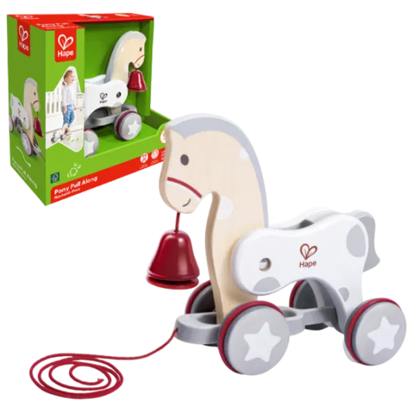 Jucărie de împins și tras Hape Wonder Pony Pull-Along E0367 1+ / White photo 1