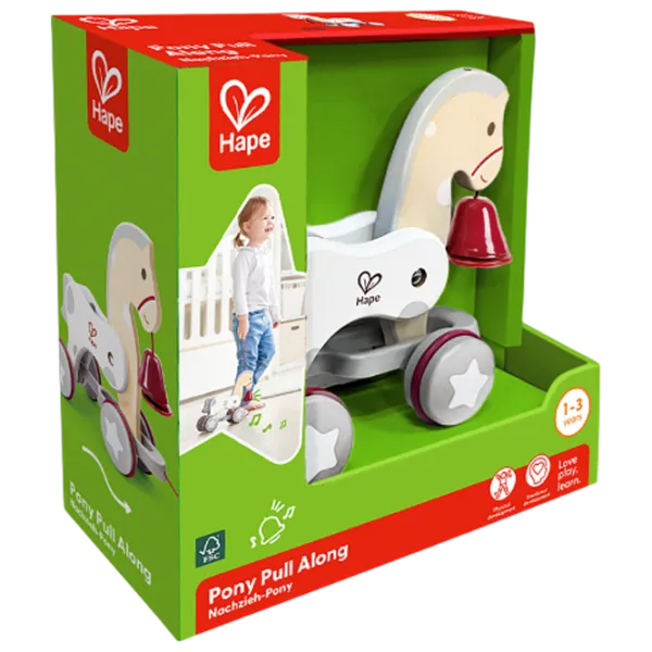 Jucărie de împins și tras Hape Wonder Pony Pull-Along E0367 1+ / White photo 5