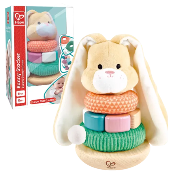 Joc educativ Hape Stay-Put Rattle Stacker E0107 0.6+ / Beige photo 1