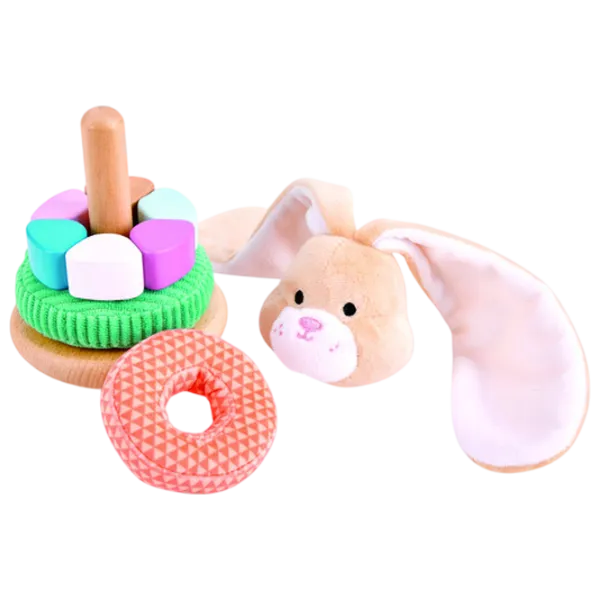 Joc educativ Hape Stay-Put Rattle Stacker E0107 0.6+ / Beige photo 3