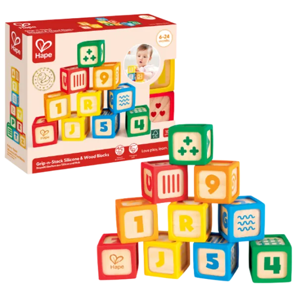 Joc educativ Hape Wooden Blocks E0131 0.5+ / Multicolor photo 1