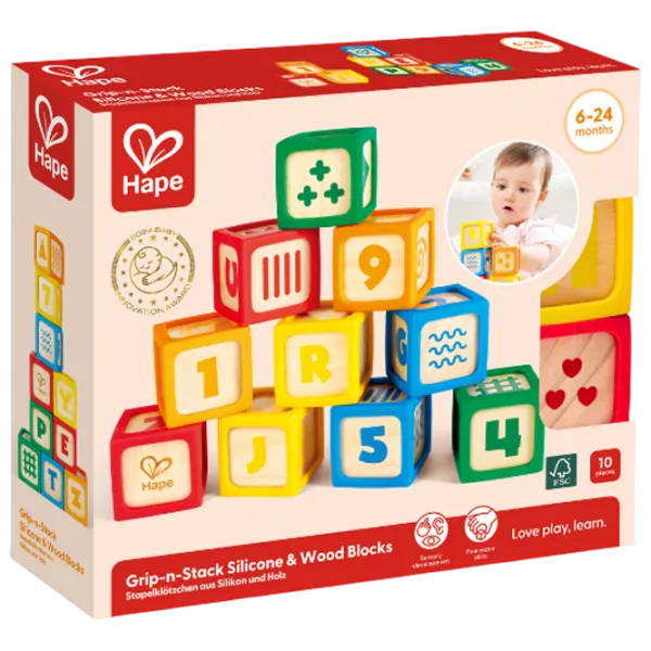Joc educativ Hape Wooden Blocks E0131 0.5+ / Multicolor photo 5