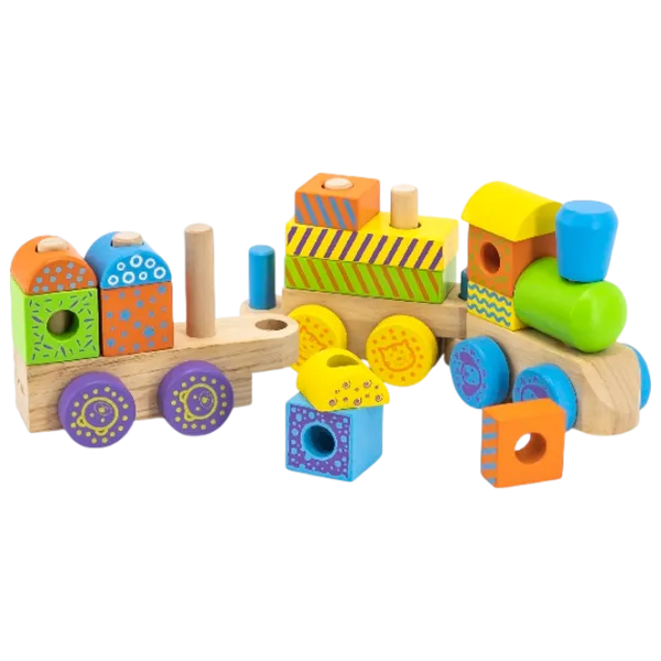 Развивающий набор VIGA Wooden Train Pyramid 50572 1.5+ / Разноцветный photo 1