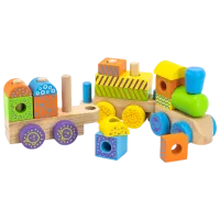 Развивающий набор VIGA Wooden Train Pyramid 50572 1.5+ / Разноцветный