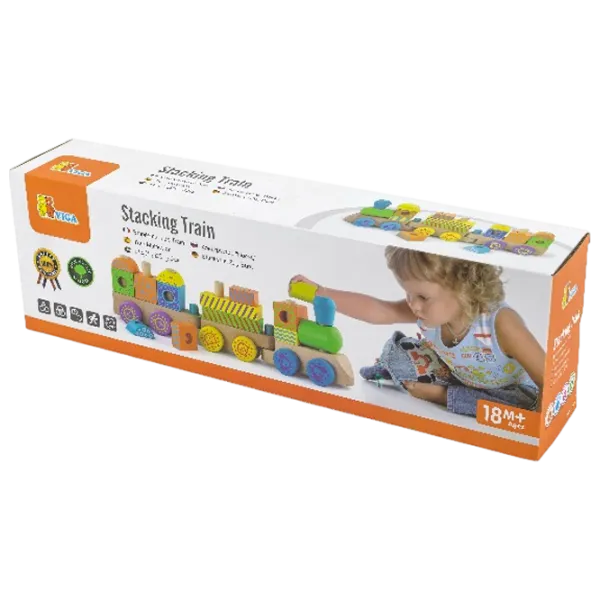 Развивающий набор VIGA Wooden Train Pyramid 50572 1.5+ / Разноцветный photo 2